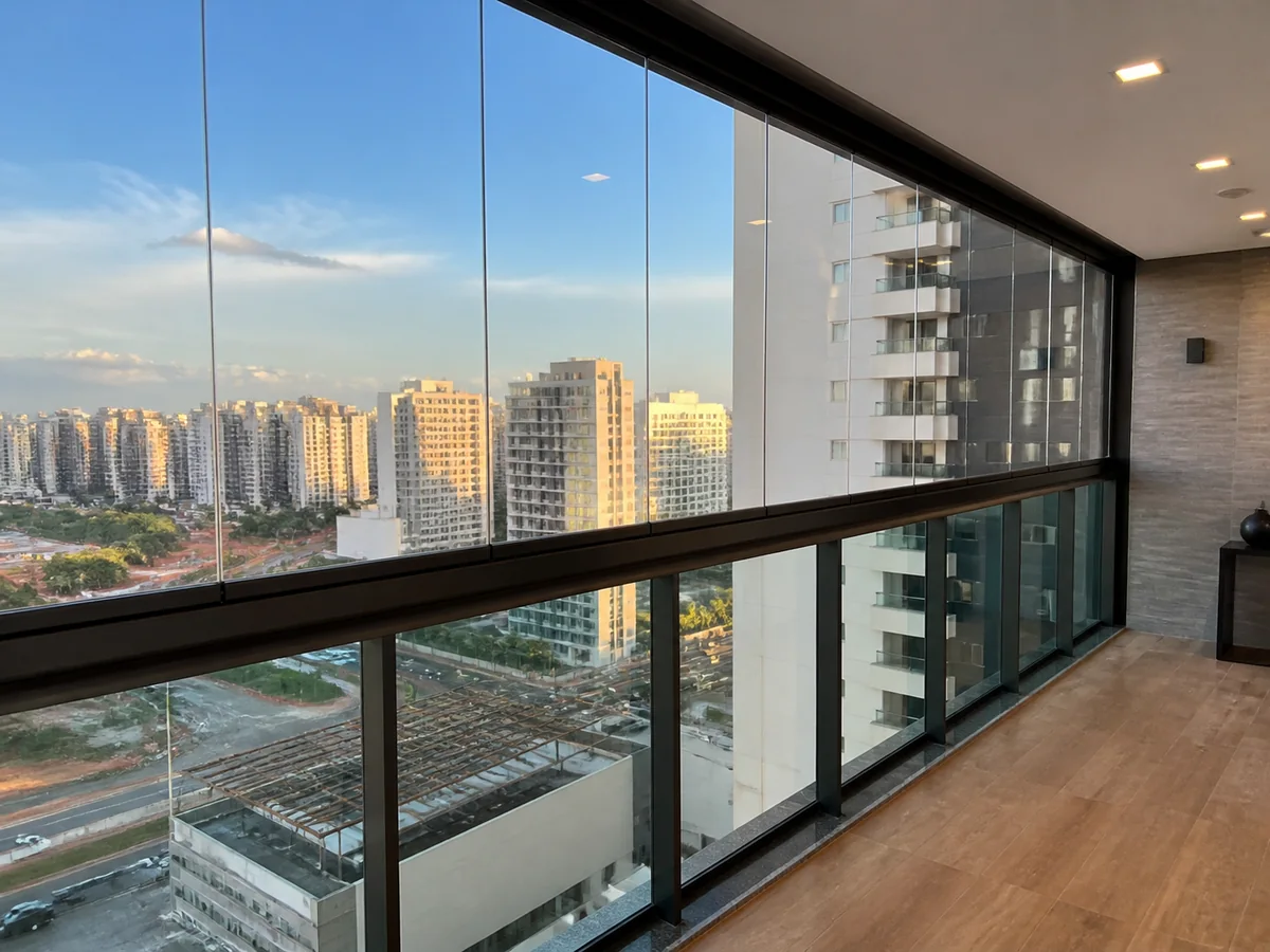 Envidraçamento de Sacada em Águas Claras, DF, na obra visual 3 criada somente para esta localidade.